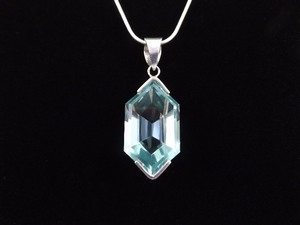 .925 Sterling Silver Large Topaz Crystal Pendant Necklace