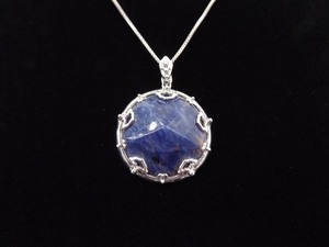 .925 Sterling Silver Sodalite Pendant Necklace