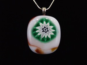 .925 Sterling Silver Murano Millefiori Pendant Necklace