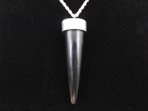 .925 Sterling Silver Black Bone Fossil Pendant Necklace