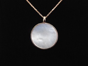.925 Sterling Silver Mother of Pearl Disc Rose Gold Vermeil Pendant Necklace