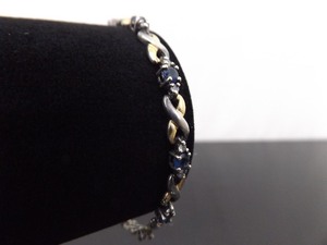 .925 Sterling Silver Sapphire Crystal Duotone Vermeil Bracelet