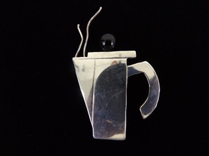 .925 Sterling Silver Coffee Pot Brooch