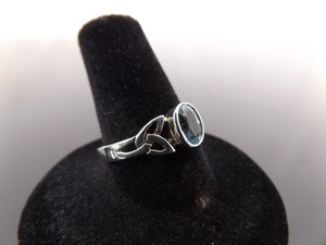 NEW .925 Sterling Silver Blue Topaz Crystal Celtic Ring Size 7.75