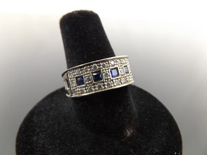 .925 Sterling Silver Sapphire Crystal Ring Size 7
