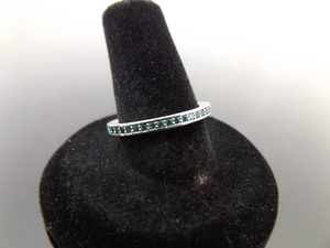 .925 Sterling Silver PANDORA Turquoise Crystal Band Ring Size 7.5