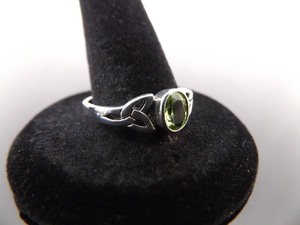 NEW .925 Sterling Silver Peridot Crystal Celtic Ring Size 10.75