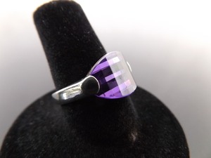 .925 Sterling Silver Step Faceted Amethyst Ring Size 7