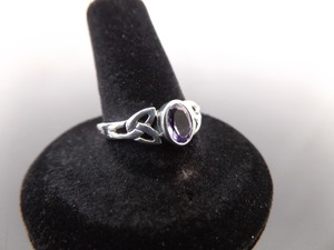 NEW .925 Sterling Silver Amethyst Celtic Ring Size 8.75