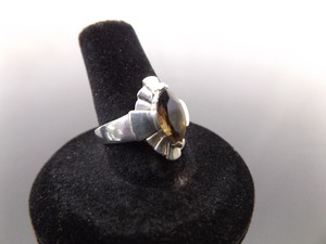.925 Sterling Silver Marquise Cut Smokey Quartz Ring Size 7.5