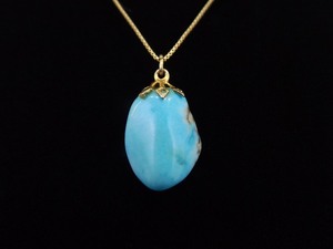 .925 Sterling Silver Raw Larimar Vermeil Pendant Necklace