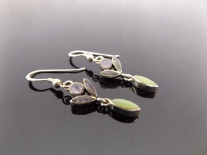 .925 Sterling Silver Amethyst and Peridot Flower Hook Earrings