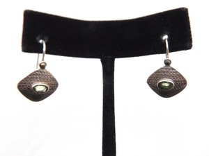 .925 Sterling Silver Peridot Hand Hammered Hook Latch Earrings