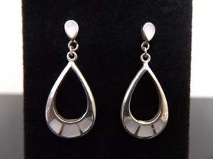 .925 Sterling Silver Inlayed Mother of Pearl Post Earrings