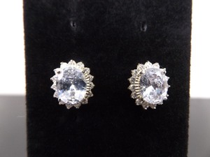 .925 Sterling Silver Large Zirconia Post Earrings