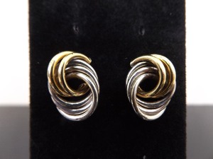 .925 Sterling Silver 14k Duotone Knot Post Earrings