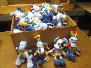 lot 2 image: (RR) Box Full of Assorted Disney Rainbow Plush Characters - New with Tags