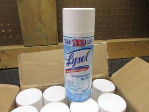 lot 95 image: (KK) Case 12 Cans Lysol Disinfectant Spray Crisp Linen Scent 12.5oz