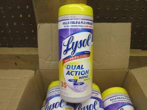 lot 98 image: (LL) 10 Containers of Lysol Dual Action Wipes Citrus Scent - 35 Wipes per Container
