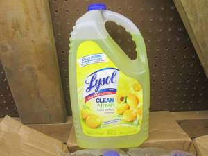 lot 122 image: (MM) 3 - 1.125 Gallon Lysol Clean & Fresh Multi-Surface Cleaner Sparkling Lemon & Sunflower Essence Scent Plus 1 Half Full