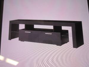 lot 153 image: (PLT2) Black Modern TV Stand with LED Lights and 2 Storage Drawers - Fits TVs up to 65