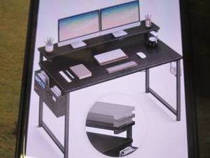 lot 154 image: (PLT2) ODK Desk with Adjustable Monitor Stand BlackBlack
