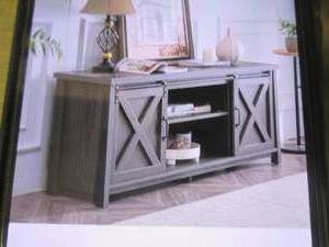 lot 158 image: (PLT2) Gazhome Television Stand In Grey Oak