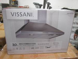 lot 180 image: (PLT3) Vissani 30 Stainless Steel Wall Mount Range Hood Open Box