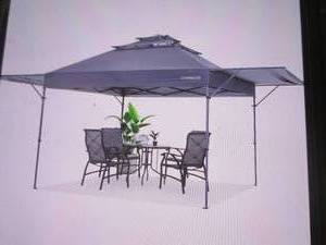 lot 192 image: (PLT4) CooShade 10x17 3-Tier Instant Canopy with Dual Awnings in Dark Grey