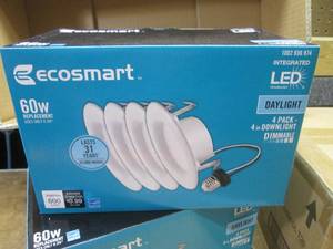 lot 282 image: (SS) 6 - 4-Packs Ecosmart 4 Recessed LED Trim Lights 60W Daylight Dimmable - 2 Boxes with 3 4-Packs Each