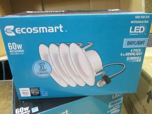 lot 283 image: (SS) 6 - 4-Packs Ecosmart 4 Recessed LED Trim Lights 60W Daylight Dimmable - 2 Boxes with 3 4-Packs Each
