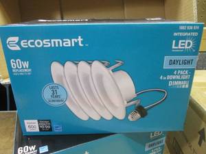 lot 284 image: (SS) 6 - 4-Packs Ecosmart 4 Recessed LED Trim Lights 60W Daylight Dimmable - 2 Boxes with 3 4-Packs Each