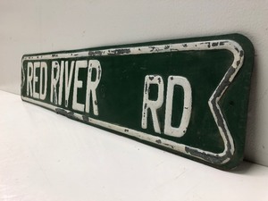 lot 141 image: Old Vintage Heavy Embossed Steel Street Sign - Red River Road