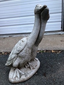 lot 181 image: Vintage Heavy Cement Geese LawnGarden Statue