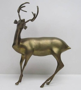 lot 24 image: Large Vintage Solid Brass Deer Sculpture