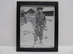 lot 42 image: Authentic Autographed Photograph USMC Vietnam War Sniper Charles B. Mawhinney