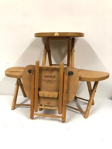 lot 314 image: Vintage 1960s era NEVCO Wooden Folding Stools