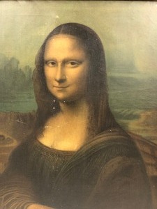 lot 330 image: Beautiful Antique 19th Century Large Mona Lisa Print on Canvas
