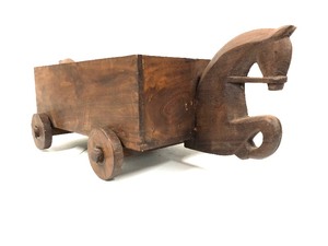 lot 353 image: Charles Cudd Company Primitive Double Headed Wooden Horse Wagon