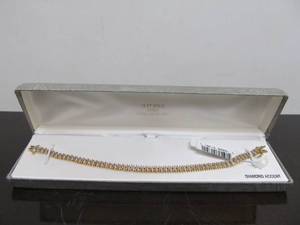 lot 71 image: Brand New 18K Over Sterling Silver Diamond Accent Bracelet