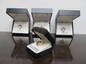 lot 72 image: Lot of 4 Brand New 18K Over Sterling Silver Ruby & other Gemstone Heart Pendant Necklaces
