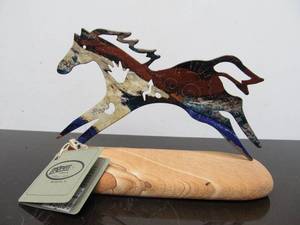 lot 84 image: Lazart Colorful Enameled Metal Horse Statue