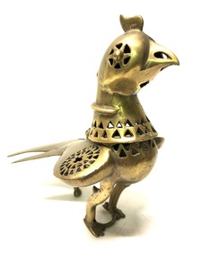 lot 249 image: Old Vintage Solid Brass Bird  Pheasant Incense Burner