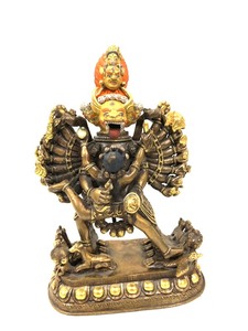 lot 211 image: Stunning Antique Gilt Bronze Hindu Yamantaka Figure