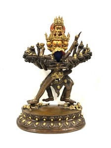 lot 207 image: Stunning Antique Gilt Bronze Figure of Hayagriva & Consort
