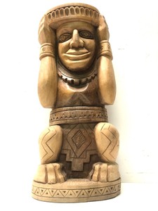 lot 3 image: Fantastic Signed LUIS POTOSI Carved Wood Sculpture 