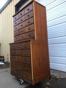 lot 1 image: Awesome Antique 30-Drawer File Cabinet