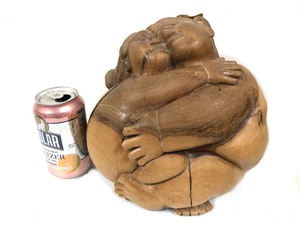 lot 222 image: Artist Signed Vintage Bali Carved Wood Tantra Sculpture - Ida Bagus 
