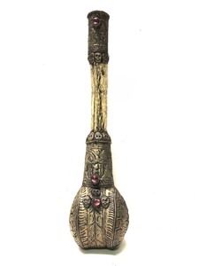 lot 247 image: Antique Tibetan Silver Mounted Bone Trumpet