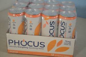 Phocus Naturally Energizing Sparkling Water 12-Pack Peach Flavor